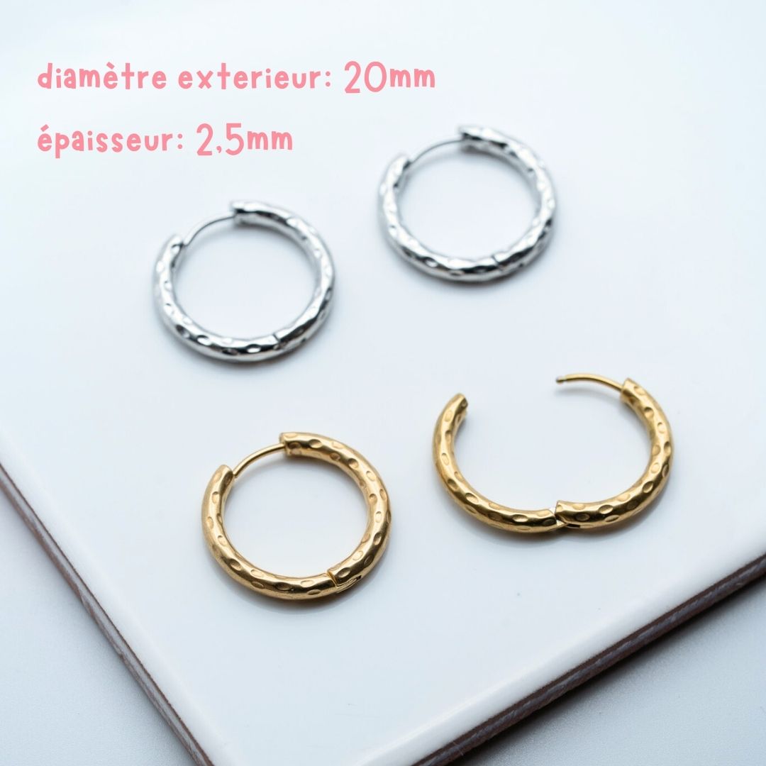 Créoles texturées 20mm (x2)