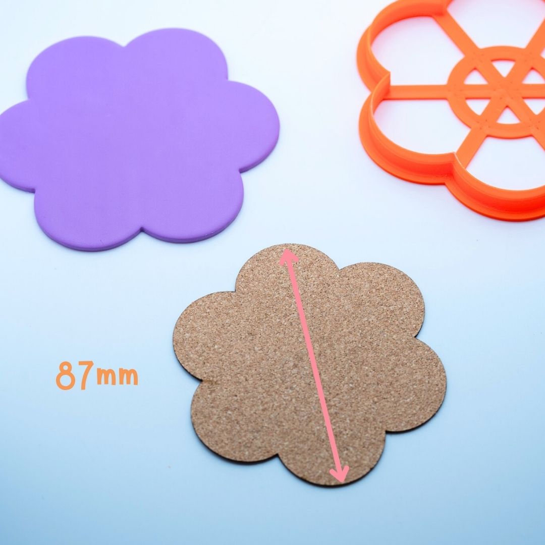 Dessous de verre en liège à coller - Fleur 6 pétales (x4)