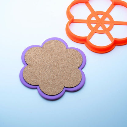 Dessous de verre en liège à coller - Fleur 6 pétales (x4)