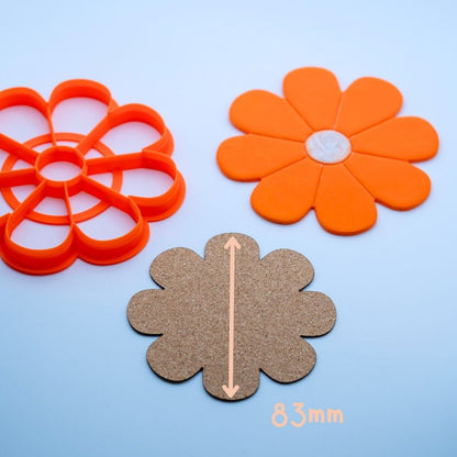 Dessous de verre en liège à coller - Fleur 8 pétales (x4)