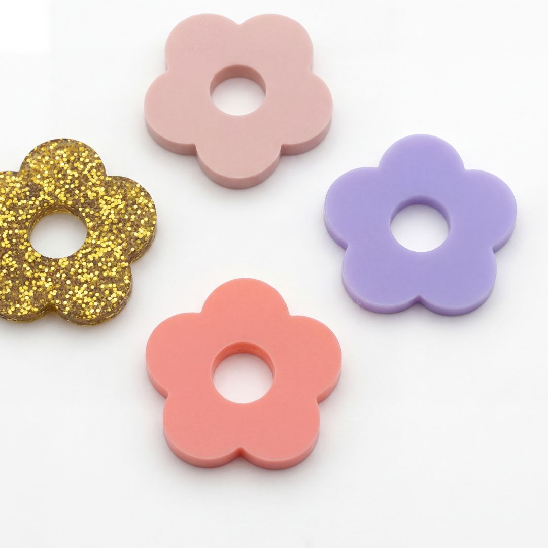 Fleur en acrylique - Pampilles pour créoles interchangeables - Lot de 10 (5 paires)