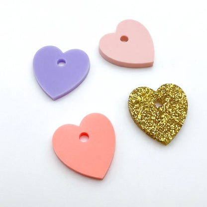 Coeur en acrylique - Pampilles pour créoles interchangeables - Lot de 10 (5 paires)